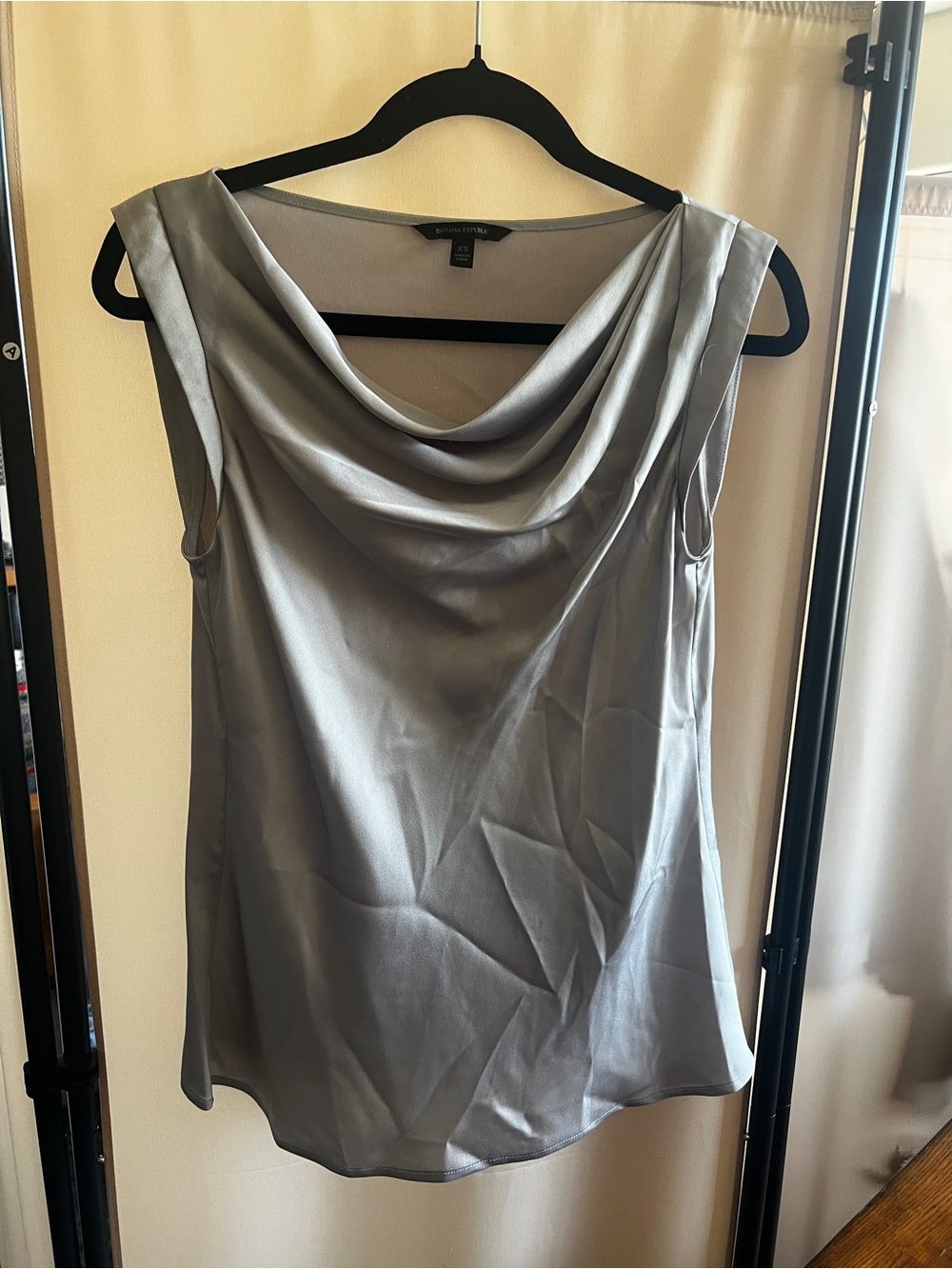 Banana Republic Silver Draped Cowl Neck Sleeveless Top